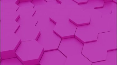 Teknolojik altıgen arka planı pembe renkte oynuyorum. Tasarım. Rastgele hareket arkaplanı