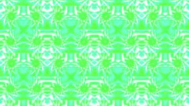 Parlayan renklerle mozaik kaleydoskopik desen. Hareket. Geometrik şekilli mozaik desenlerin parlak renkli parlamaları. Geometrik yinelenen şekilli psikedelik desen. Parlayan ışıklar uyarılıyor