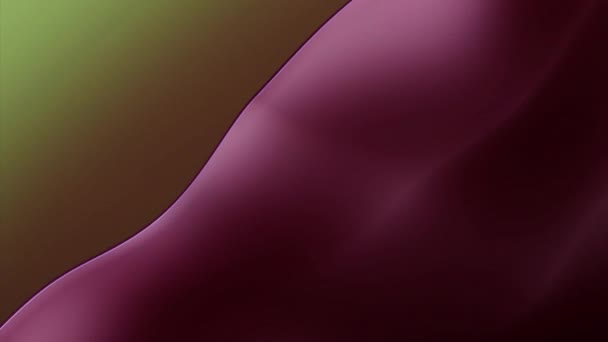 紫色和绿色缎带 一种深色的背景 有一条明亮的缎带 被咀嚼起来就像在动画制作的风中一样 高质量的4K镜头 — 图库视频影像