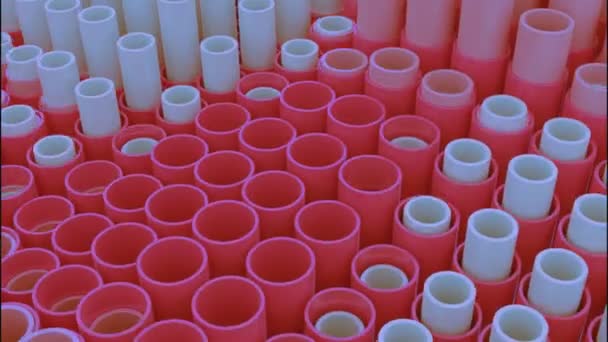 Renkli Plastik Pipetler Düzgünce Yukarı Aşağı Hareket Ediyor Tasarım Farklı — Stok video