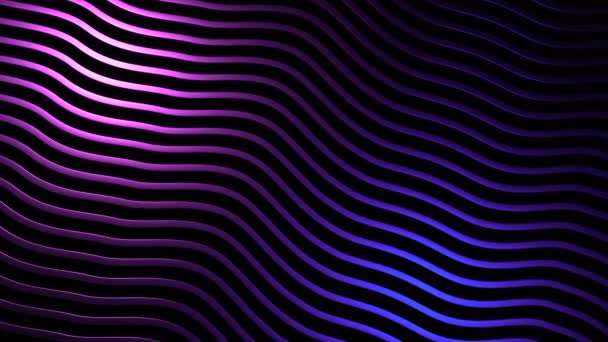 ブラックバックの金属線の曲線 デザイン 線のサイケデリックな波曲線 サイケデリックな錯覚で波に曲がるライン — ストック動画