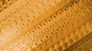 Çizgilerden yapılmış turuncu çizgiler. Tasarım. Dikdörtgenlerden yapılmış turuncu ve kırmızı çizgiler üç boyutlu olarak sıçrıyor. Yüksek kalite 4k görüntü