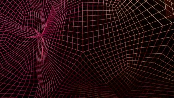Абстрактно Цветная Изогнутая Сетка Черном Фоне Дизайн Технологическая Концепция Узких — стоковое видео