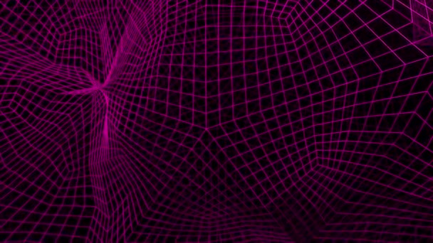Dark Background Pink Cobwebs Design Neon Grid Moving Abstraction High — Stock Video
