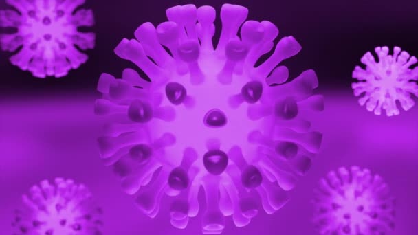 Fundo Rosa Roxo Com Bactérias Desenho Pequenas Partículas Vírus Girando — Vídeo de Stock