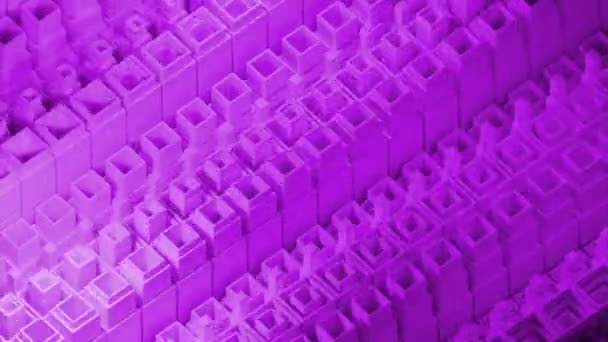 Pink Purple Mosaic Squares Design Cartoon Animation Bouncing White Strokes — Stock Video