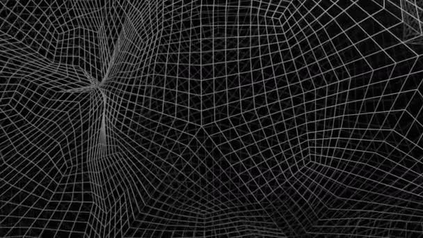 白と銀のグリル デザイン コンピュータグラフィックスで作られた正方形の半透明グリッドを持つ黒い背景 高品質の4K映像 — ストック動画