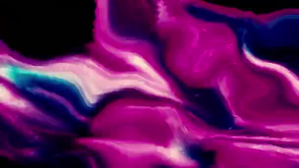 カラフルな抽象液の速いリップル ムーブメント 速い流れの明るいカラフルなリップル 黒い背景のエネルギー液体の液体抽象的な波形 — ストック動画