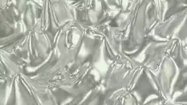 金属液体表面的裂痕 带金属质感的气泡三维液体 有光泽的闪光液体的气泡波纹 — 图库视频影像