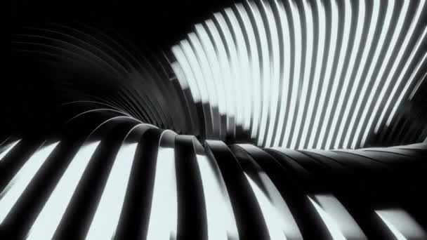 Виснажлива Рухома Спіраль Смуг Дизайн Спіральний Тунель Рухається Смугами Чорному — стокове відео