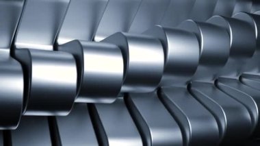 Gri kablo animasyonda. Tasarım. Birbirlerine bağlı küçük parçalardan farklı yönlere hareket ediyorlar. Yüksek kalite 4k görüntü