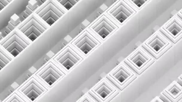 Beyaz Turuncu Kareler Tasarım Bilgisayar Grafikleriyle Yapılmış Küçük Geometrik Şekiller — Stok video