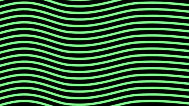 Çizgili arka plan, eğri büğrü. Tasarım. Çizgili parlak arka plan, görsel yanılsama ile kıvrımlar. Siyah arkaplanda dalgalı eğimli renkli çizgiler. 