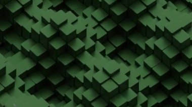 Yeşil ve siyah kareler. Tasarım. Soyutlamada farklı yönlerde yapılan küçük atlama kareleri. Yüksek kalite 4k görüntü