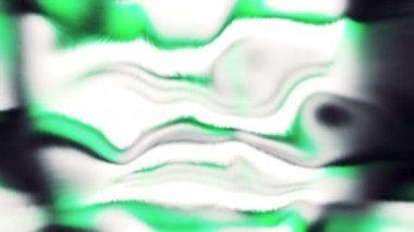 Yeşil ve gümüş dönen kaleydoskop şekilleri. Hareket. Siyah arkaplanda boyaları ve kıvrımları döndürür