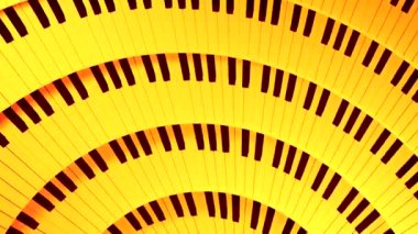 Müzik anlayışı, piyano tuşlu sonsuz dönen tekerlek. Tasarım. Piyano tuşlarının döndürme sıraları