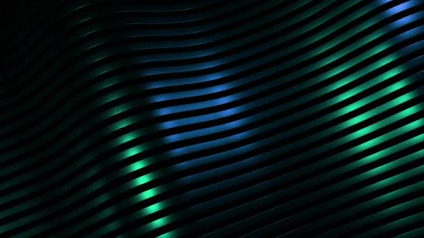 3Dバックグラウンド 虹彩線の波 デザイン 金属製のラインは カラフルなシーンで波に移動します 色を変えるストライプラインのシルキーな波 — ストック動画