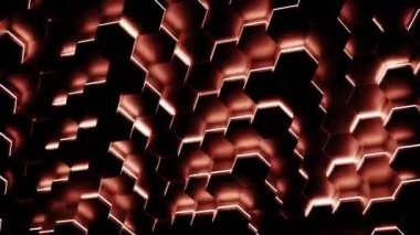 Soyutlanmış sarı parçalar. Tasarım. Birbirine tutturulmuş altın bir rengin küçük parçaları hızla daire çiziyor. Yüksek kalite 4k görüntü