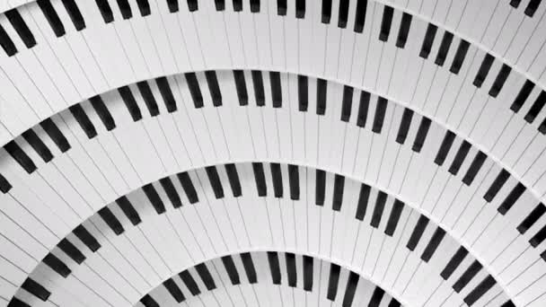Koncepcja Muzyki Niekończące Się Obrotowe Koło Klawiszami Fortepianu Projektowanie Spinning — Wideo stockowe