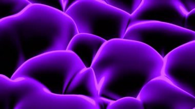 Mor ve yeşil kabarcıklar. Tasarım. Çizgi filmlerdeki hareket eden küçük, yoğun sıvı kabarcıklar. Yüksek kalite 4k görüntü