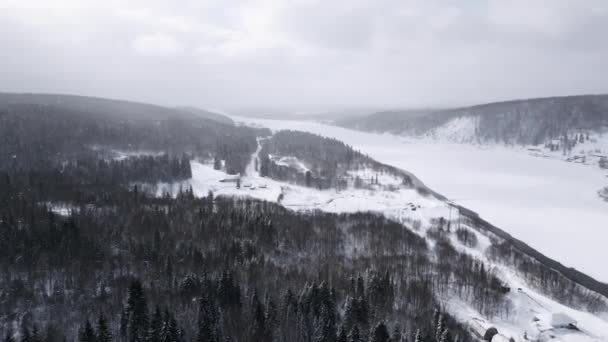 하루에 눈으로 리조트 산림과 슬로프와 — 비디오