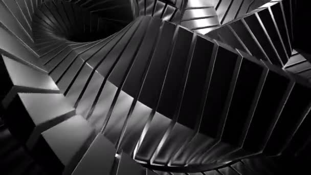 带金属线的涡旋3D结构 抽象的金属机器是用金属线扭曲的 盘根错节的金属线以抽象螺旋形运动 — 图库视频影像
