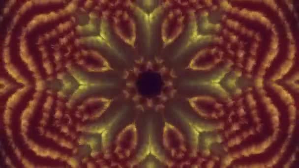 Υπνωτικό Καλειδοσκόπιο Μοτίβο Λουλουδιών Κίνηση Δυναμικά Ενεργειακά Αστραφτερά Φράκταλ Σχήματα — Αρχείο Βίντεο