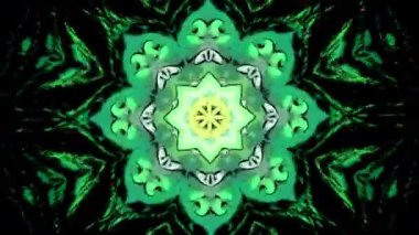 Soyut kaleydoskop arka planı, eşsiz yıldız ya da çiçek şeklinde mandala. Hareket. Meditasyon ve refah kavramı 