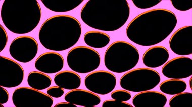 Pembe ve yeşil renkli siyah arka plan. Tasarım. Çizgi film animasyonunda kesilmiş dairelerle yapılmış parlak tavan. Yüksek kalite 4k görüntü