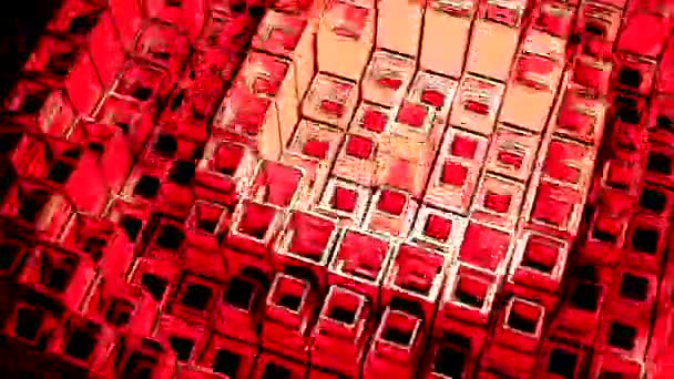 Volando Attraverso Linee Fluorescenti Neon Creando Tunnel Blu Rosso Rosa — Video Stock