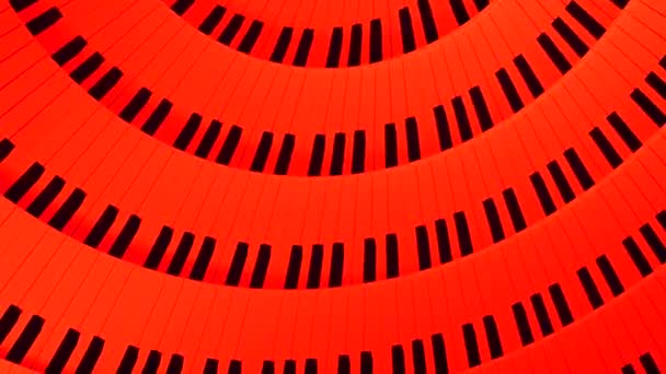 蓝色和红色轮转条纹 一种明亮的钢琴 由计算机图形制成 钥匙旋转着 高质量的4K镜头 — 图库视频影像