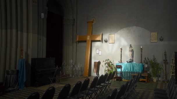 Una Iglesia Ortodoxa Tomada Desde Dentro Acción Una Habitación Santa — Vídeo de stock