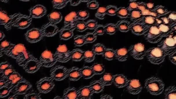 Κυματιστή Υφή Μαύρων Και Χρωματισμένων Κυκλικών Σχημάτων Μαύρο Φόντο Κίνηση — Αρχείο Βίντεο