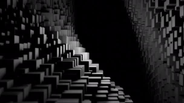 Fantastyczne Monochromatyczne Tło Tunelu Sześcianu Projektowanie Cyfrowa Sieć — Wideo stockowe