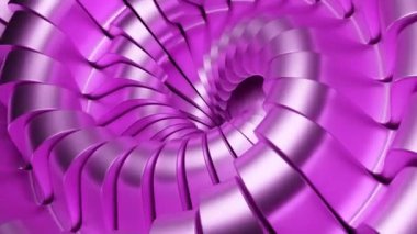 Metal kıvrımlı dönen üç boyutlu spiral. Tasarım. Metal spiral uzayda hareket eder ve döner. Hipnotik efektli 3 boyutlu spiral hareketler. 