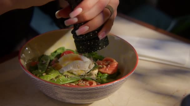 Restaurant Gerechten Voorraadbeelden Prachtige Gerechten Salade Pasta Voor Het Diner — Stockvideo