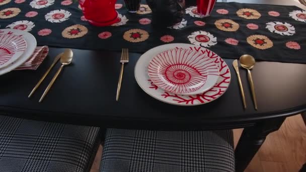 Design Intérieur Restaurant Moderne Créatif Gros Plan Table Confortable Restaurant — Video