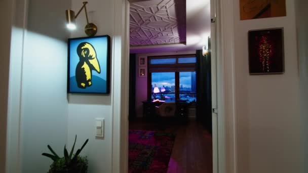Cozy Home Interior Creative Spacious Room High Rise House Wardrobe — Stock Video