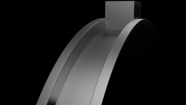 正方形骑在黑色背景的圆形路上 几何超现实模式 — 图库视频影像