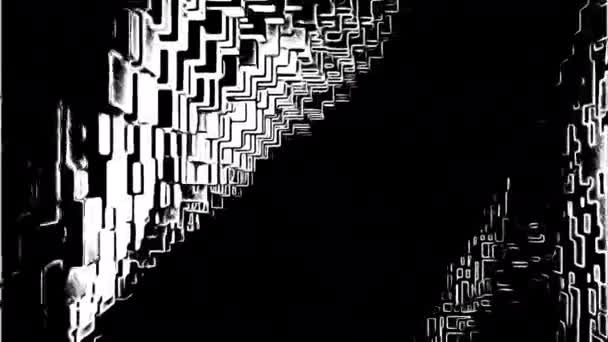 Flying Mosaic Cubic Dark Scary Corridor Design Light Flare Sliding — Stock Video