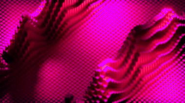 Parlak pembe kareler. Tasarım. Çizgi filmlerde yapılmış geometrik şekillerin uçan küçük parçaları. Yüksek kalite 4k görüntü