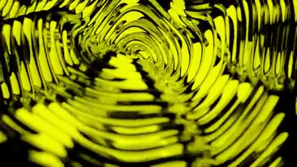 波紋のある水面の抽象的な拡散リング デザイン 黄色と黒の液体の背景 — ストック動画