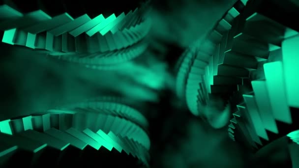 具有旋转背景的螺旋形柱子 令人眼花缭乱的动画与移动的螺旋体列 具有几何形状的抽象梦想风格的3D动画 — 图库视频影像