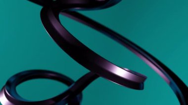 Dönen kıvrımlı 3 boyutlu bir çizgi. Tasarım. Dönen düğümler ve kıvrımlar illüzyonuyla kıvrılmış ince bir çizgi. Köşeli 3d metal çizgi. 