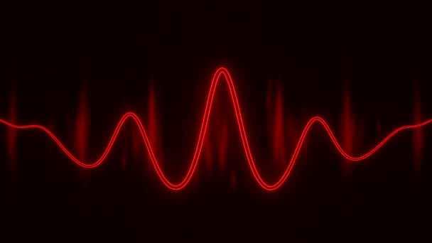 抽象的霓虹灯背景 宽波浪形的彩色发光线 与黑色背景隔离 脉搏和药物的概念 — 图库视频影像
