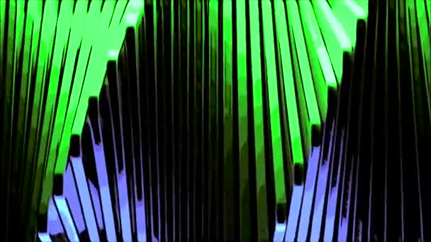 Зеленые Линии Дизайн Оранжевая Синяя Подсветка Выполнена Анимации Которая Движется — стоковое видео