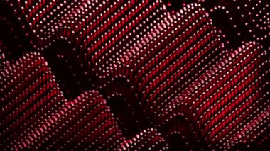 Parlak parçacıkları olan siyah bir arkaplan. Tasarım. Vurgulanmış kırmızı ve yeşil pullar ve 3 boyutlu olarak hareket ediyorlar. Yüksek kalite 4k görüntü