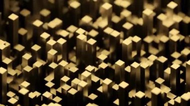 Rastgele yukarı aşağı kayan kare şekilli blokların soyut satırları. Tasarım. Teknolojik geçmiş