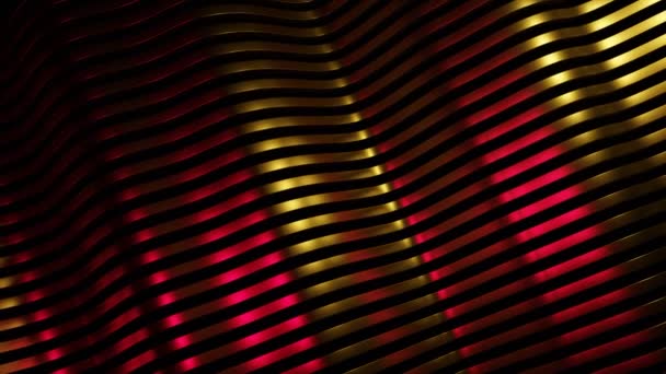 平行的水平金属三维窄条纹与光耀斑 金属彩色格子 — 图库视频影像