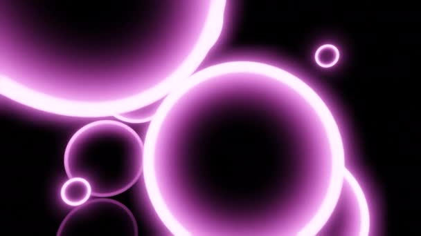 Abstract Neon Spheres Black Background Design Silhouettes Creating Effect Spiral — Stock Video